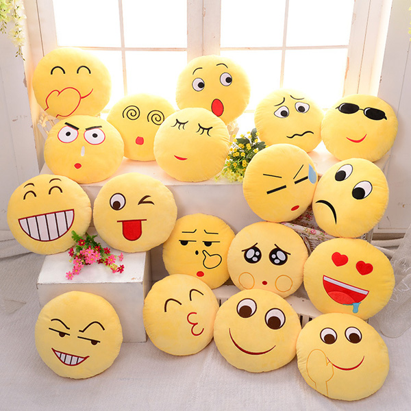 Funny Emoji Expression Plush Throw Pillow