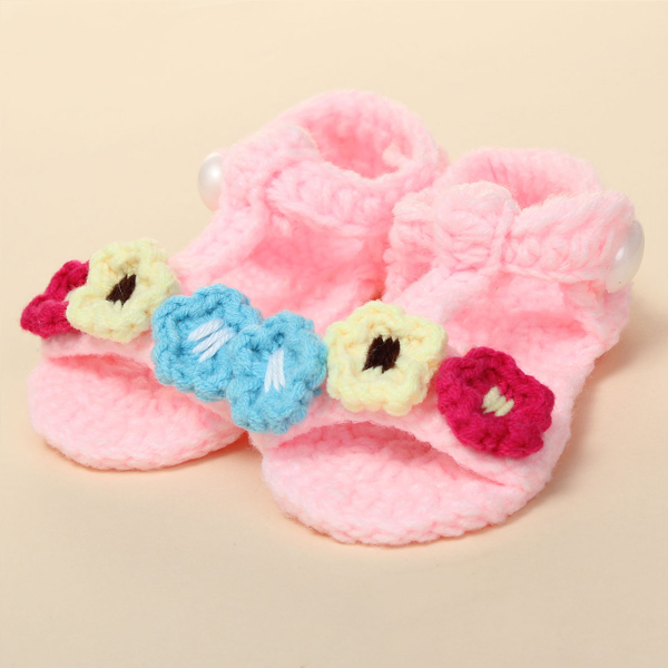 Baby Toddler Handmade Sandals Crochet Knit Flower Shoes