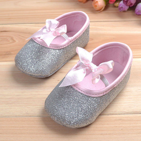 Baby Toddler Shine Ribbon Antislip Soft Sole Shoes