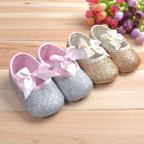 Baby Toddler Shine Ribbon Antislip Soft Sole Shoes