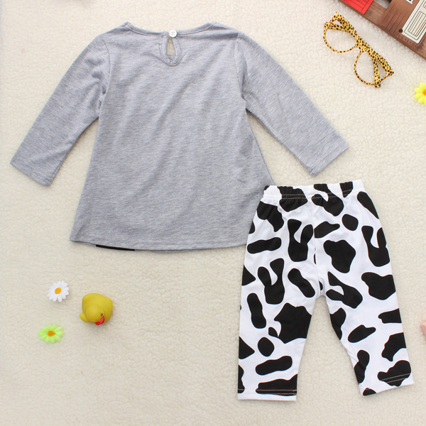 Baby Girls Cow Clothing Sets Top Shirt Trousers Outfit