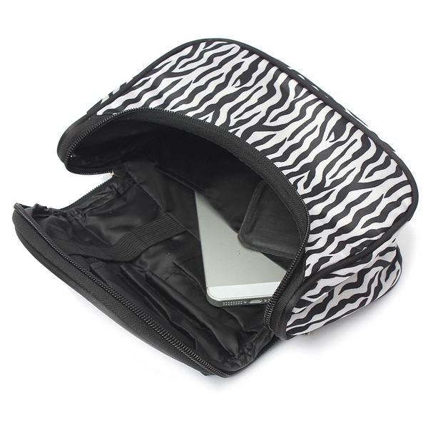 Women Makeup Cosmetic Zebra Toiletry Bag Organizer Handbag Travel Case