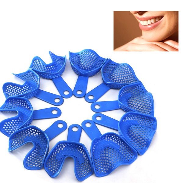 10pcs Plastic-Steel Dental Impression Trays Denture Model Materials