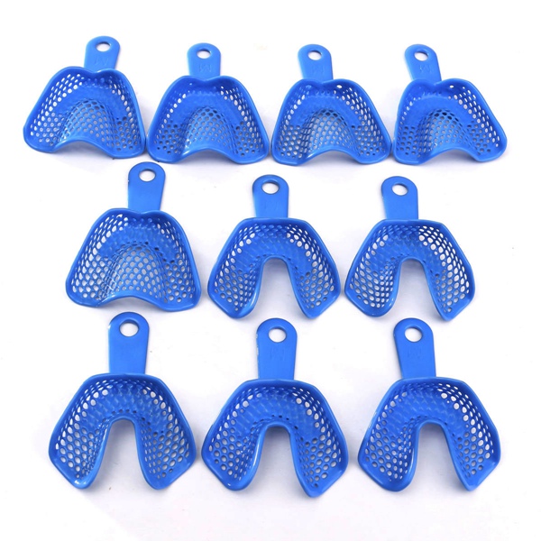 10pcs Plastic-Steel Dental Impression Trays Denture Model Materials