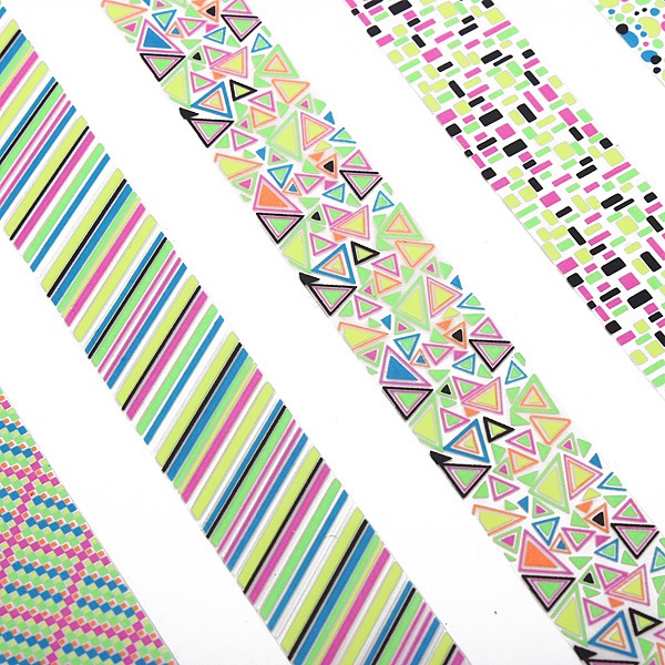 Large Sheet Geometric Pattern Fluorescence Color Nail Art Sticker
