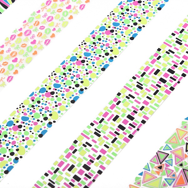 Large Sheet Geometric Pattern Fluorescence Color Nail Art Sticker