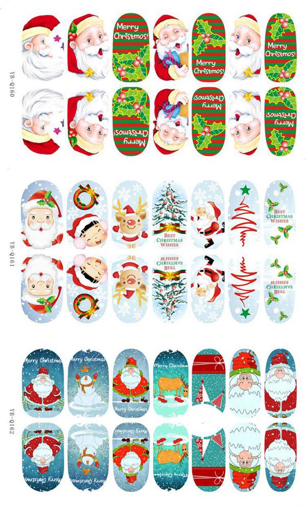 3D Christmas Tree Santa Claus Luminous Nail Full Stickers 