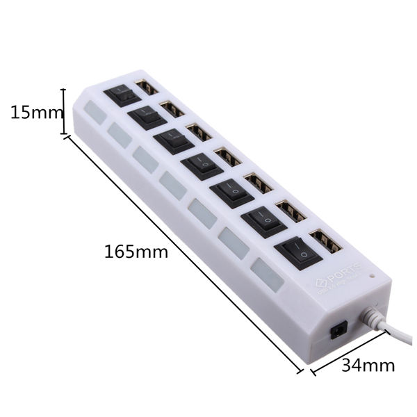 7 Ports USB 2.0 External HUB Adapte with Power On/Off Switch 12