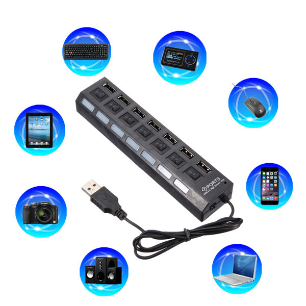 7 Ports USB 2.0 External HUB Adapte with Power On/Off Switch 13