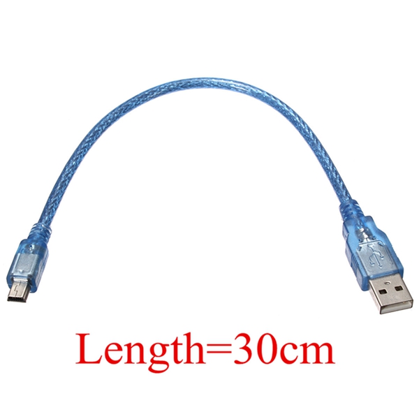 10pcs 30CM Blue Male USB 2.0A To Mini Male USB B Cable For Arduino 8