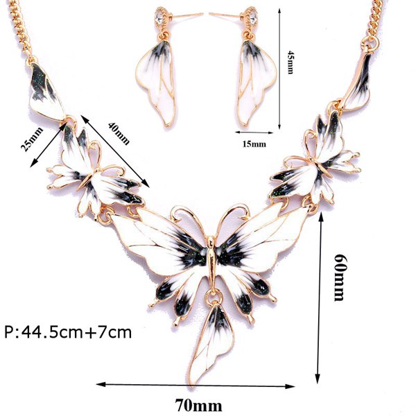 Butterfly Crystal Necklace Earrings