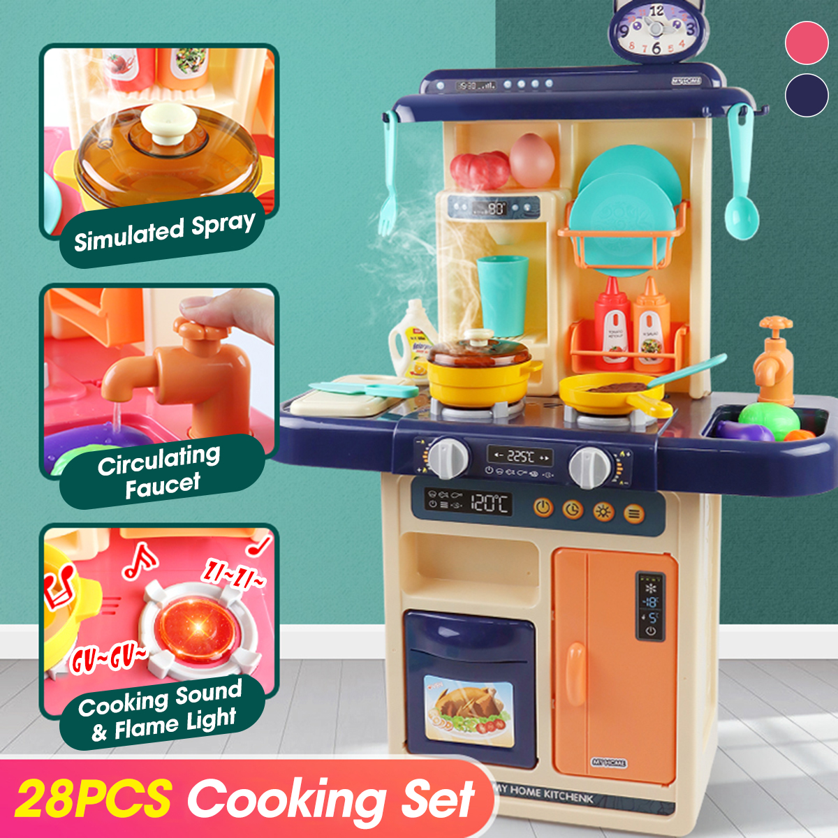 Children Play House Spray Kitchen Toy Set Sound And Light Water Simulation Cooking Utensils Early Education Puzzle Toys - Photo: 2