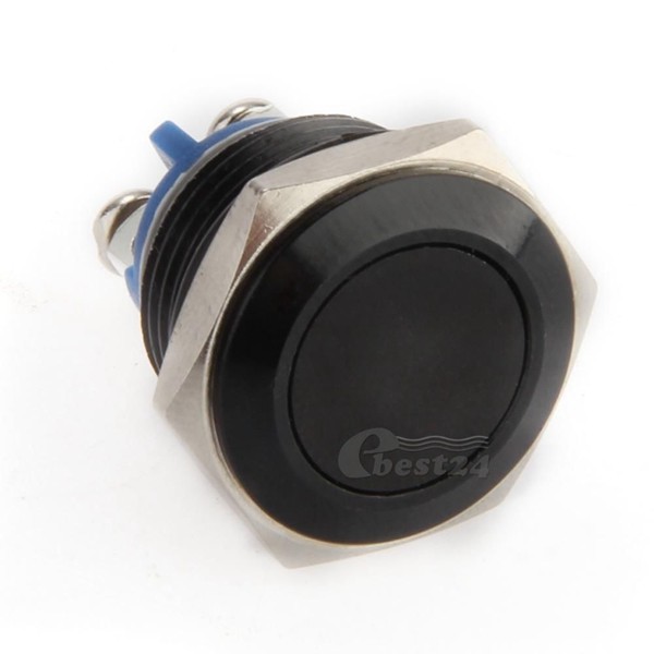 3A 250VAC 16mm Start Horn Button Metal Waterproof Pushbutton Switch Nickel Brass