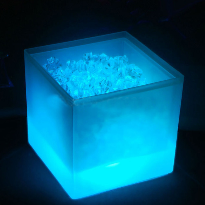  LED Ice Bucket Double RGB Color Layer Square Bar KTV Beer Ice Bucket