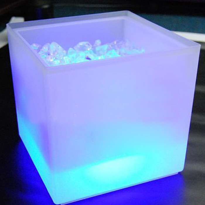  LED Ice Bucket Double RGB Color Layer Square Bar KTV Beer Ice Bucket