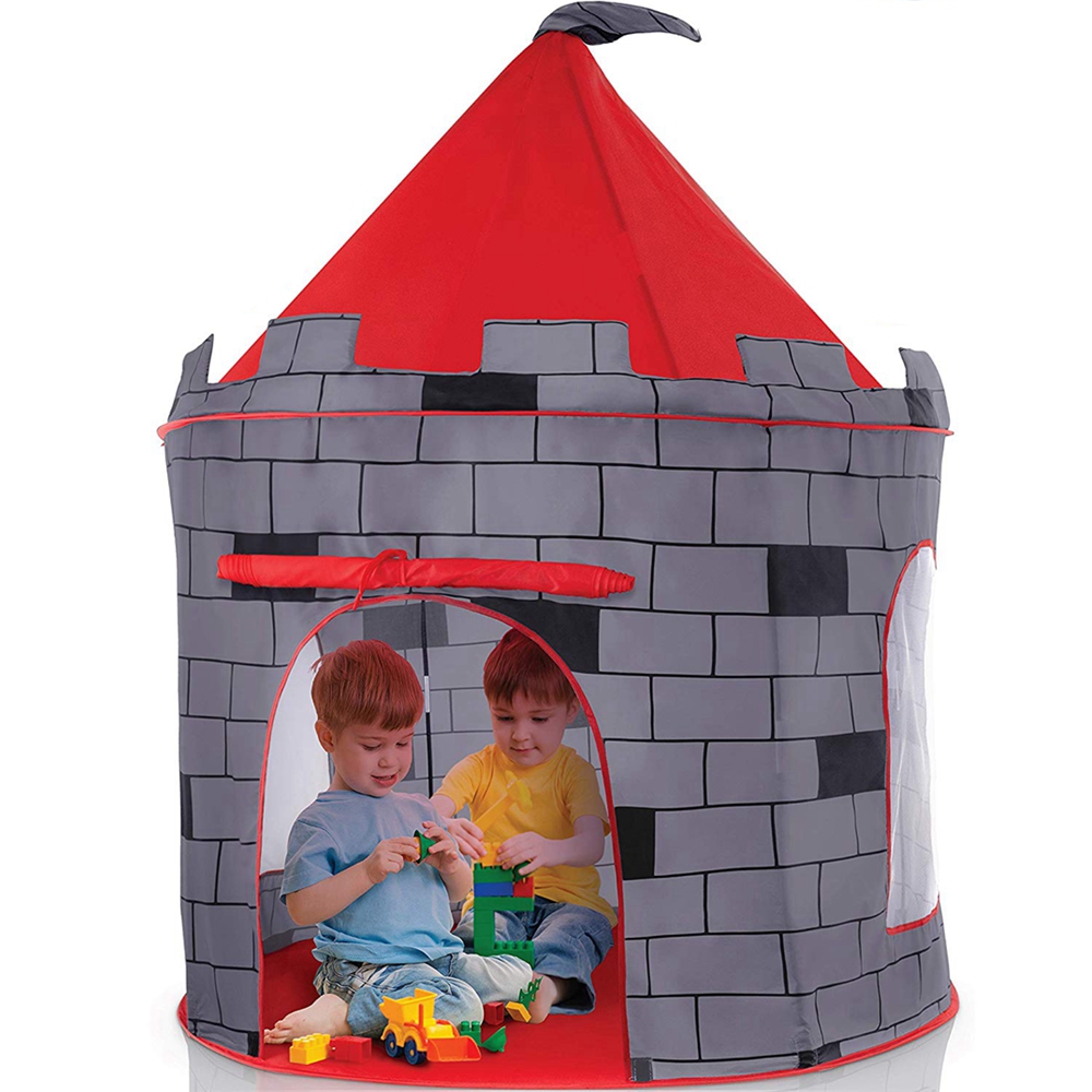 Knight Themed Folding Castle Pops Up Tent Play Toys for Kids Indoor Outdoor Playhouse Gift - Photo: 4