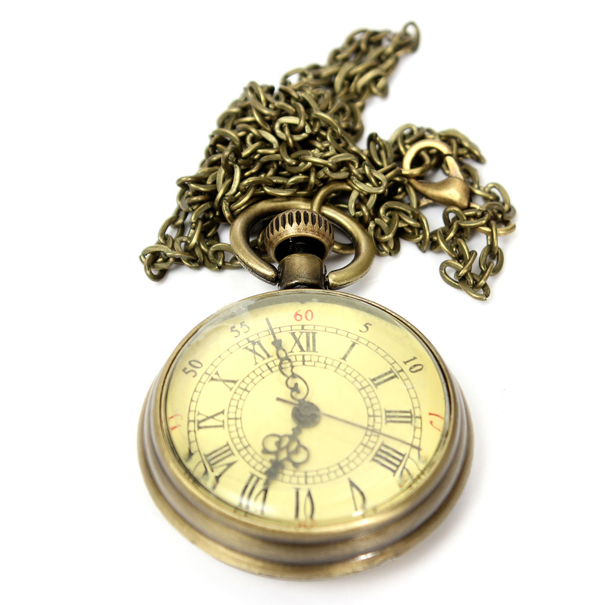 Vintage Dial Roman Number Chain Pocket Watch