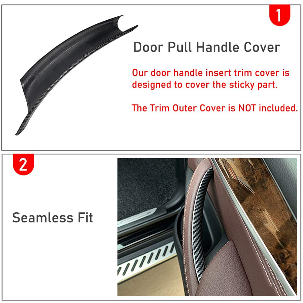TTCR-II for BMW X5 X6 Carbon Fiber Door Handle Cover Trim Left Side Door Pull Handle Inner Bracket Cover Fits X5 E70/E70 LCI 2007-2013 X6 E71/E72 2008-2014 