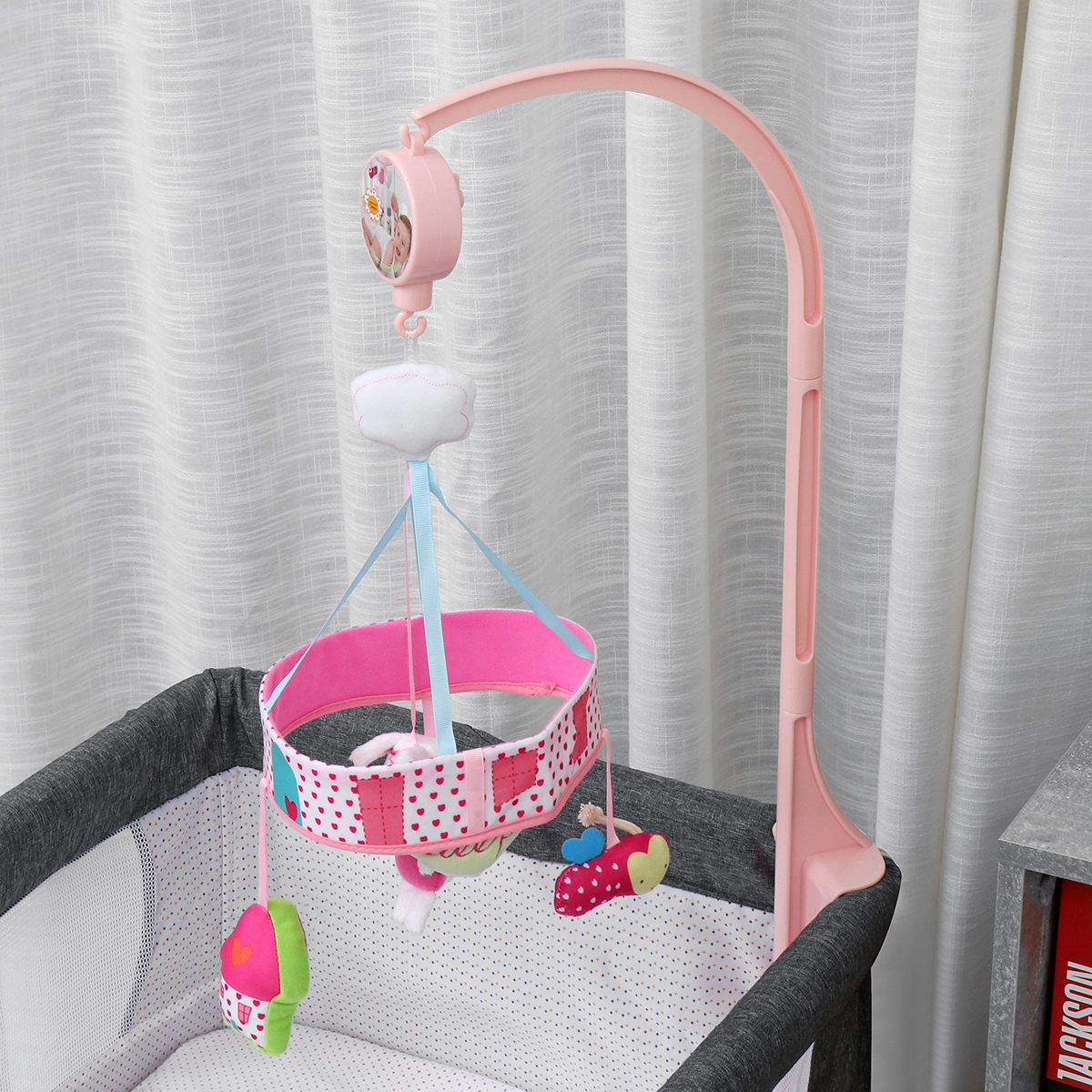 Cute Pink Music Rotating Bed Bell Baby Accompany Sleep To Appease Emotions Baby Educational Toys - Photo: 3