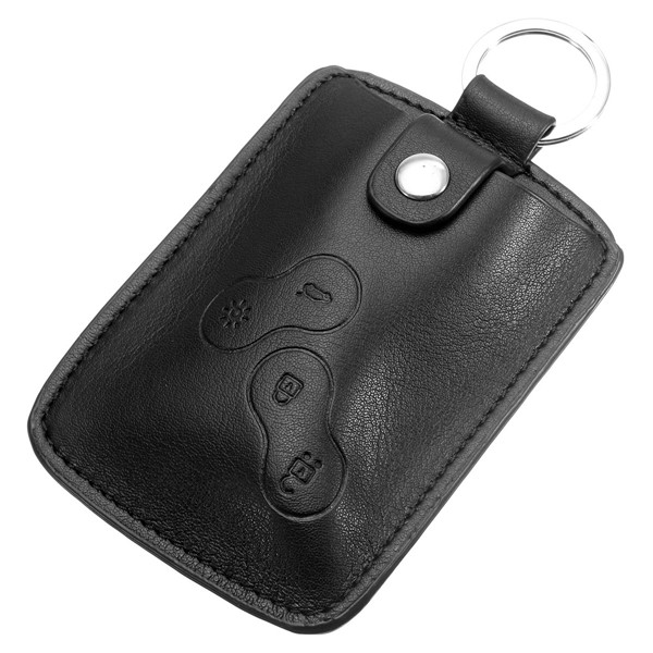 Black Leather Car Key Cover Case Wallet Holder Shell for Renault Clio Scenic Megane Duster Sandero Captur Twingo 