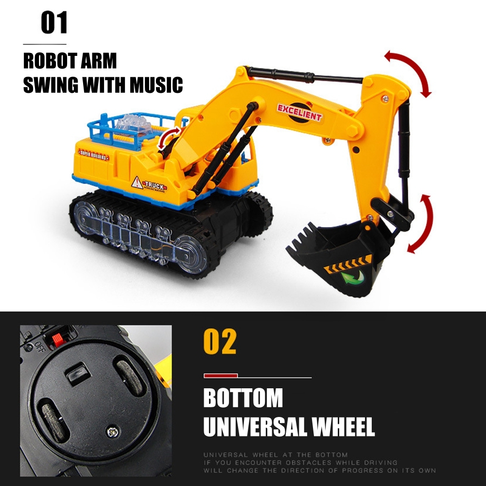 Electric Engineering Excavator Plastic Diecast Model Toy with RGB Light and Music for Kids Gift - Photo: 8