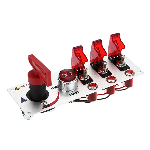 Car Modified Start Ignition Switch Trio Combination Switch Red Light 20A 12V