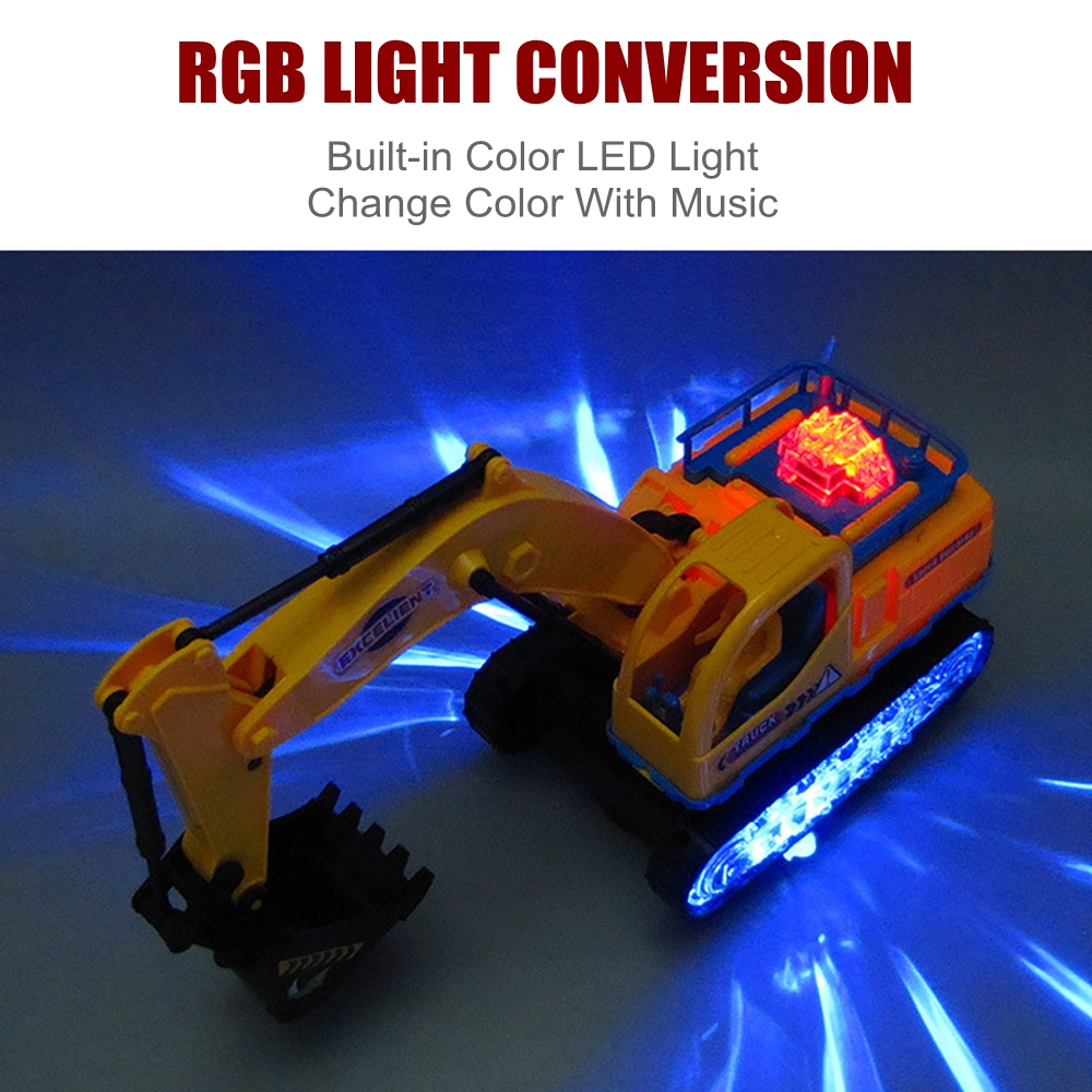 Electric Engineering Excavator Plastic Diecast Model Toy with RGB Light and Music for Kids Gift - Photo: 7