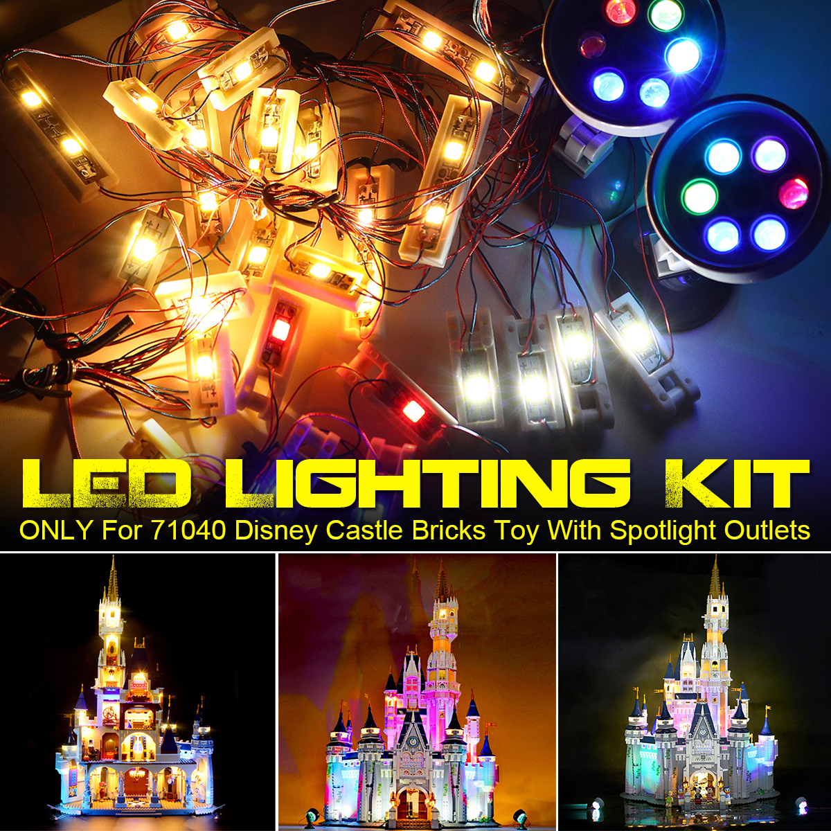 LED Light Kit SpotlightOutlets Fit For LEGO 71040 For Disney Castle Tower