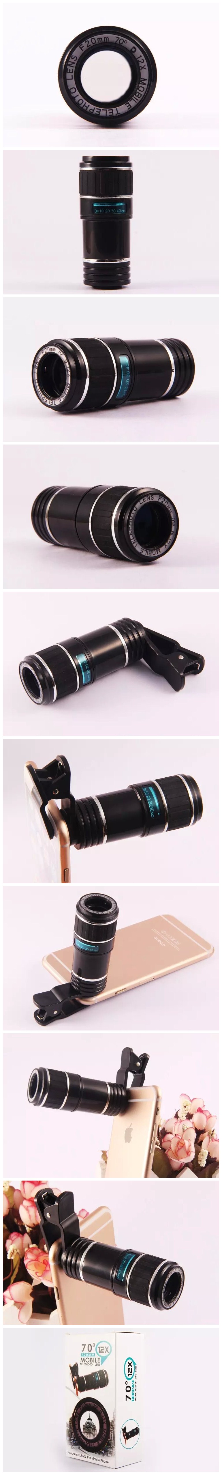 12X Universal Telephoto Lens Mobile Phone Optical Zoom Telescope Camera For iPhone Sumsung
