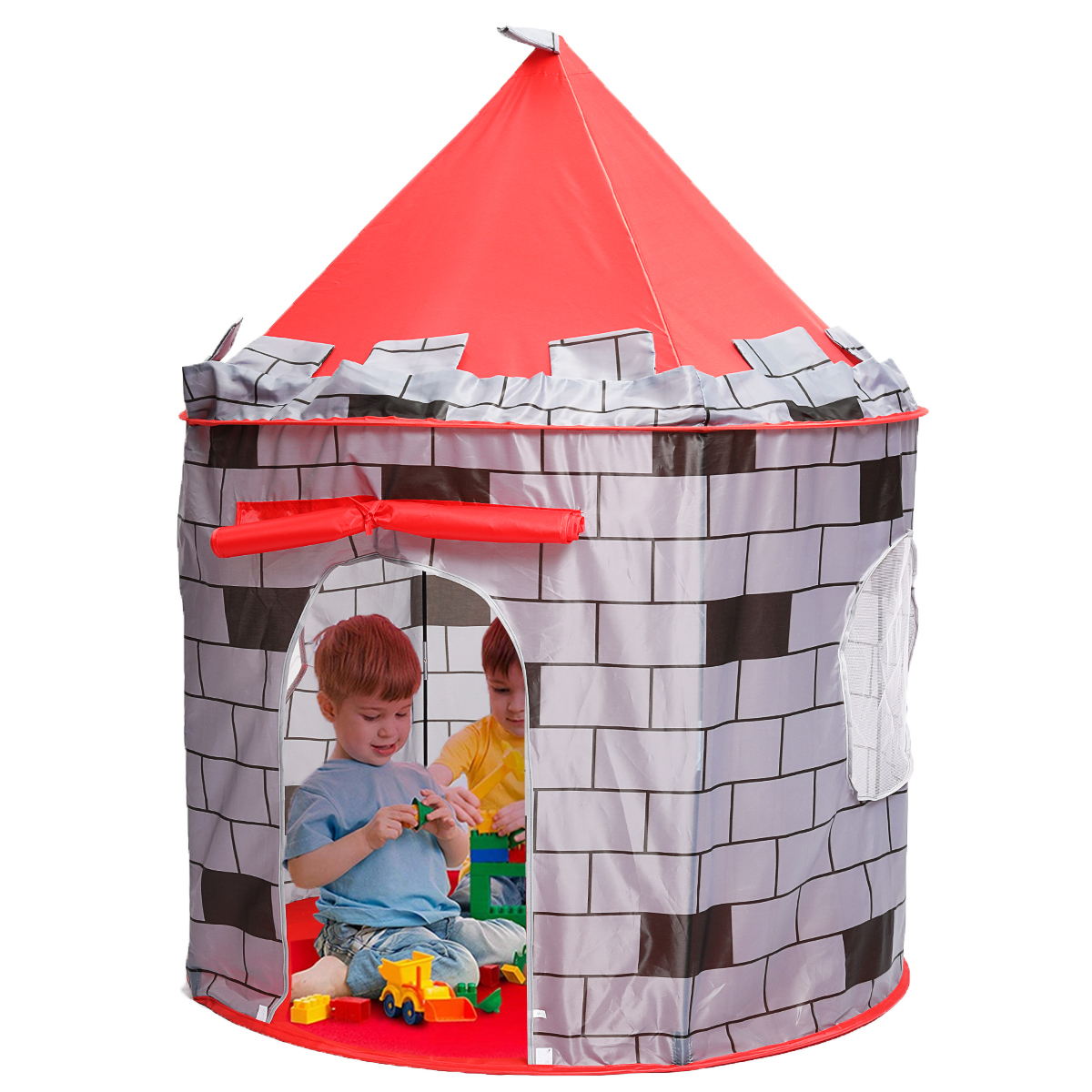 Knight Themed Folding Castle Pops Up Tent Play Toys for Kids Indoor Outdoor Playhouse Gift - Photo: 6