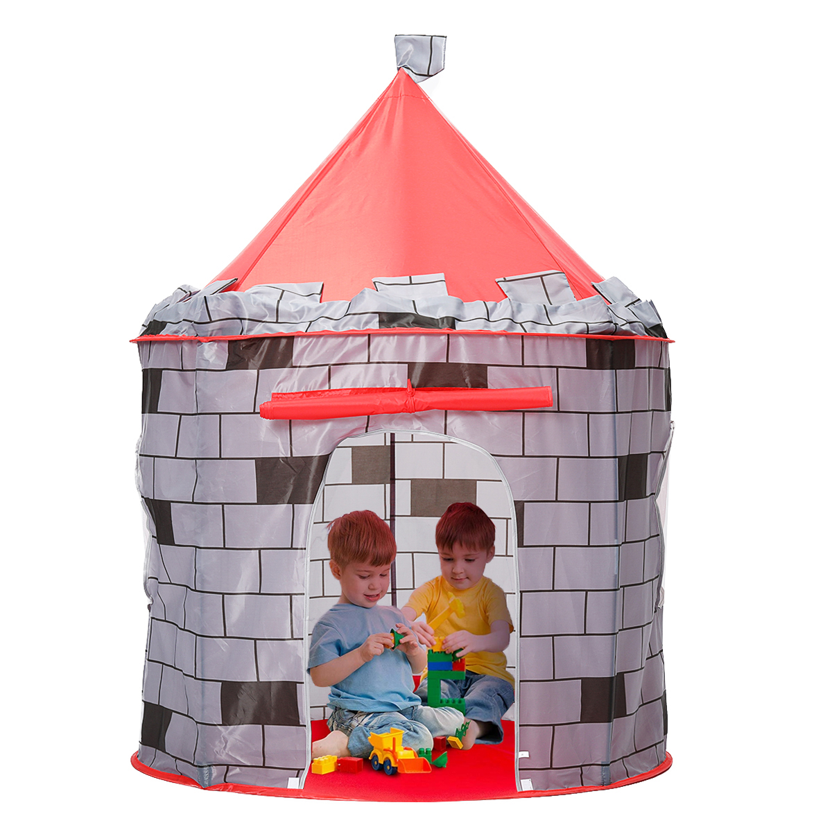 Knight Themed Folding Castle Pops Up Tent Play Toys for Kids Indoor Outdoor Playhouse Gift - Photo: 3