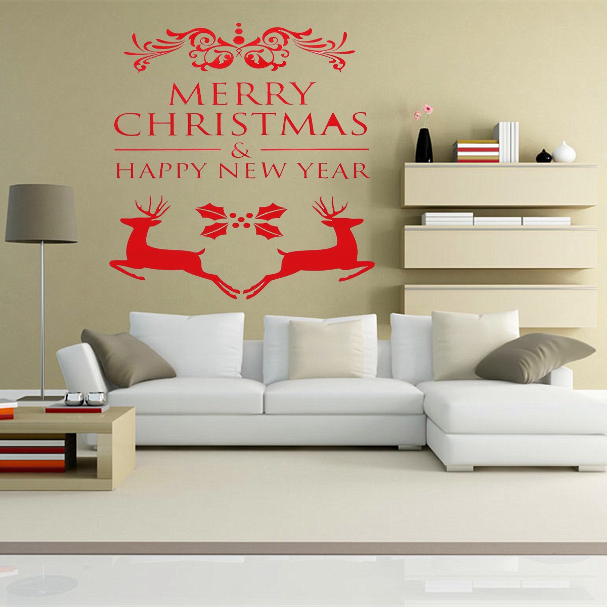 Merry Christmas Elk Wall Window Sticker Removable Christmas Wall Sticker Home Decoration