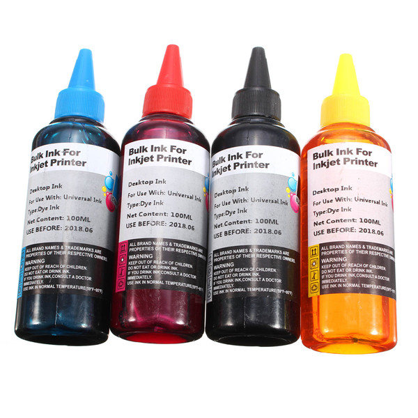 4 Colors 100ml Universal Refill Ink C M Y K for Eposn Canon HP Brother 