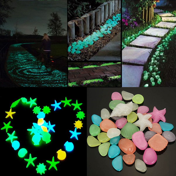 50pcs Glowing Artificial Pebbles Noctilucent Stones