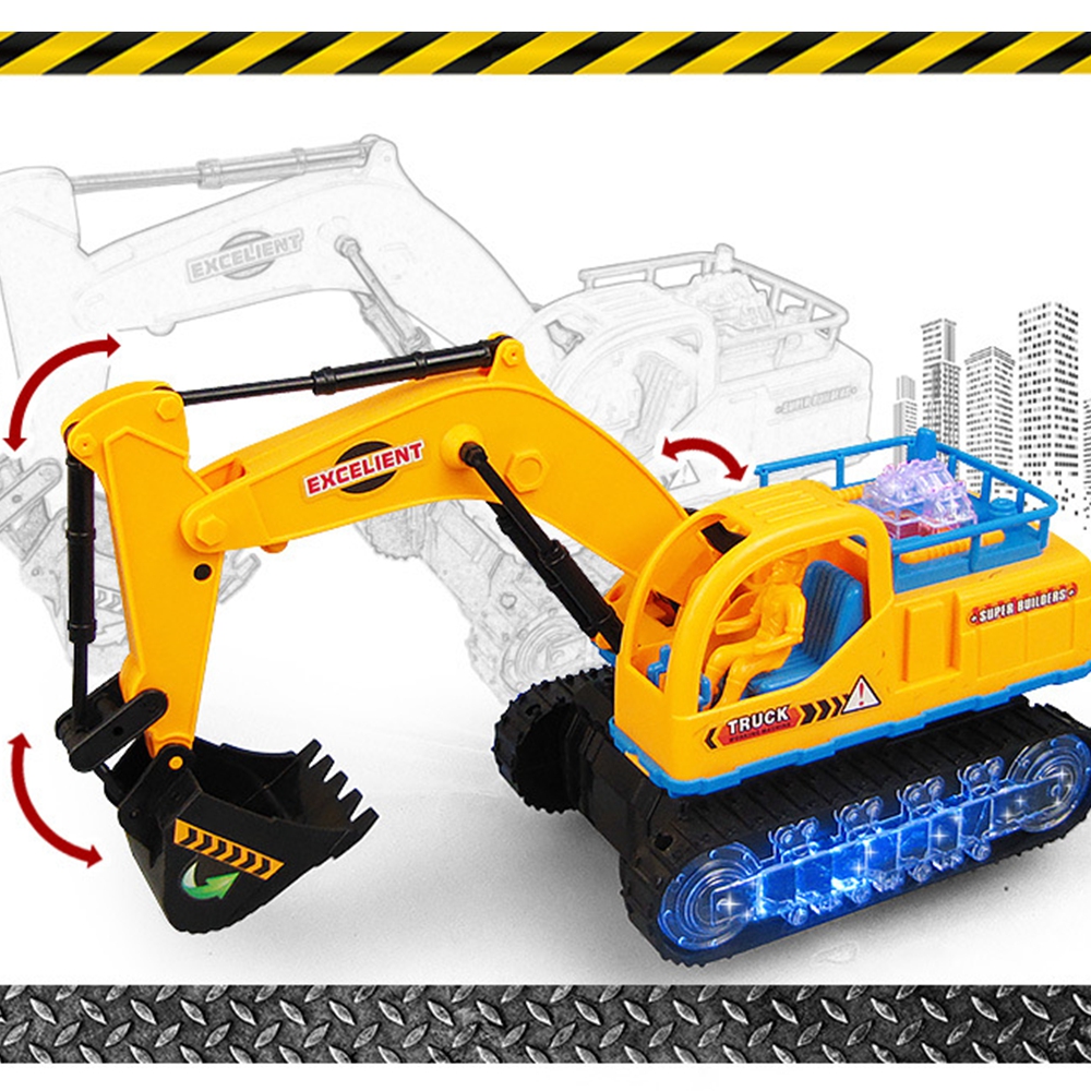 Electric Engineering Excavator Plastic Diecast Model Toy with RGB Light and Music for Kids Gift - Photo: 6