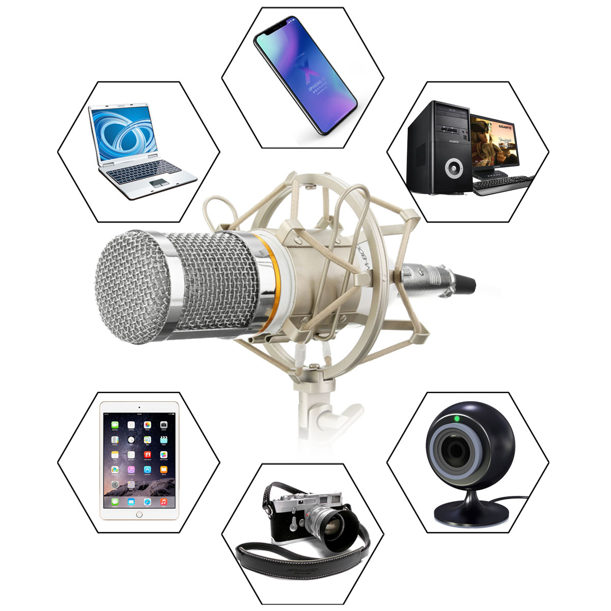 BM800 Studio Condenser Microphone Deskt Pro Audio Sound Pickup Recording Mic - Photo: 2