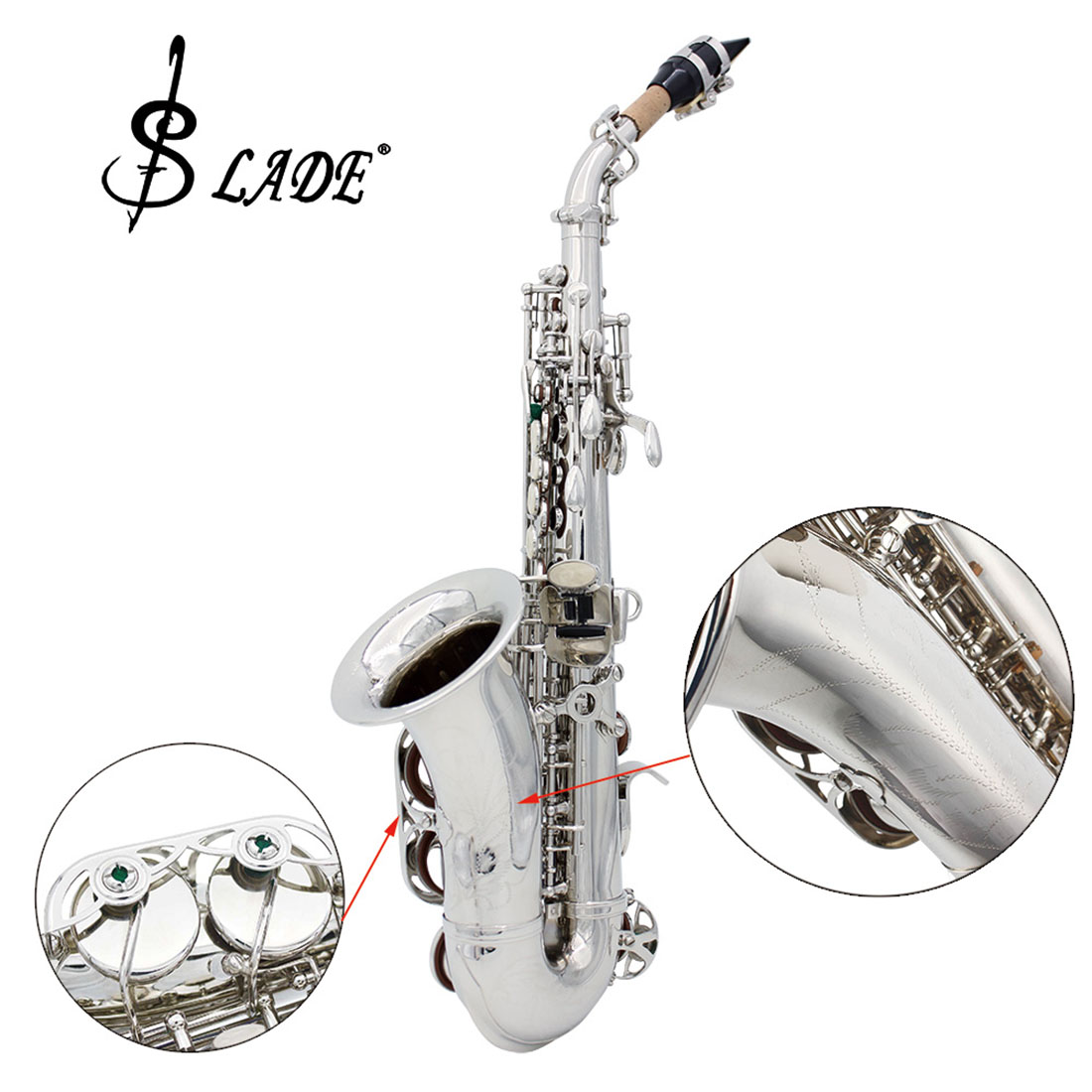 Slade Saxophone Alto Instrument E Fall Saxophone for Beginner with Cleaning Accessories - Photo: 3