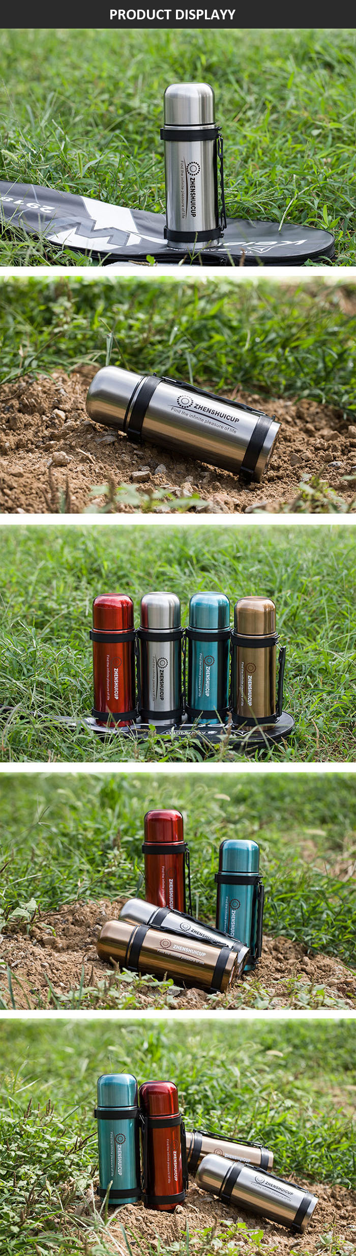 1.2L Large Outdoor Stainless Steel Travel Mug Thermos Vacuum Flask Bottle With Cup