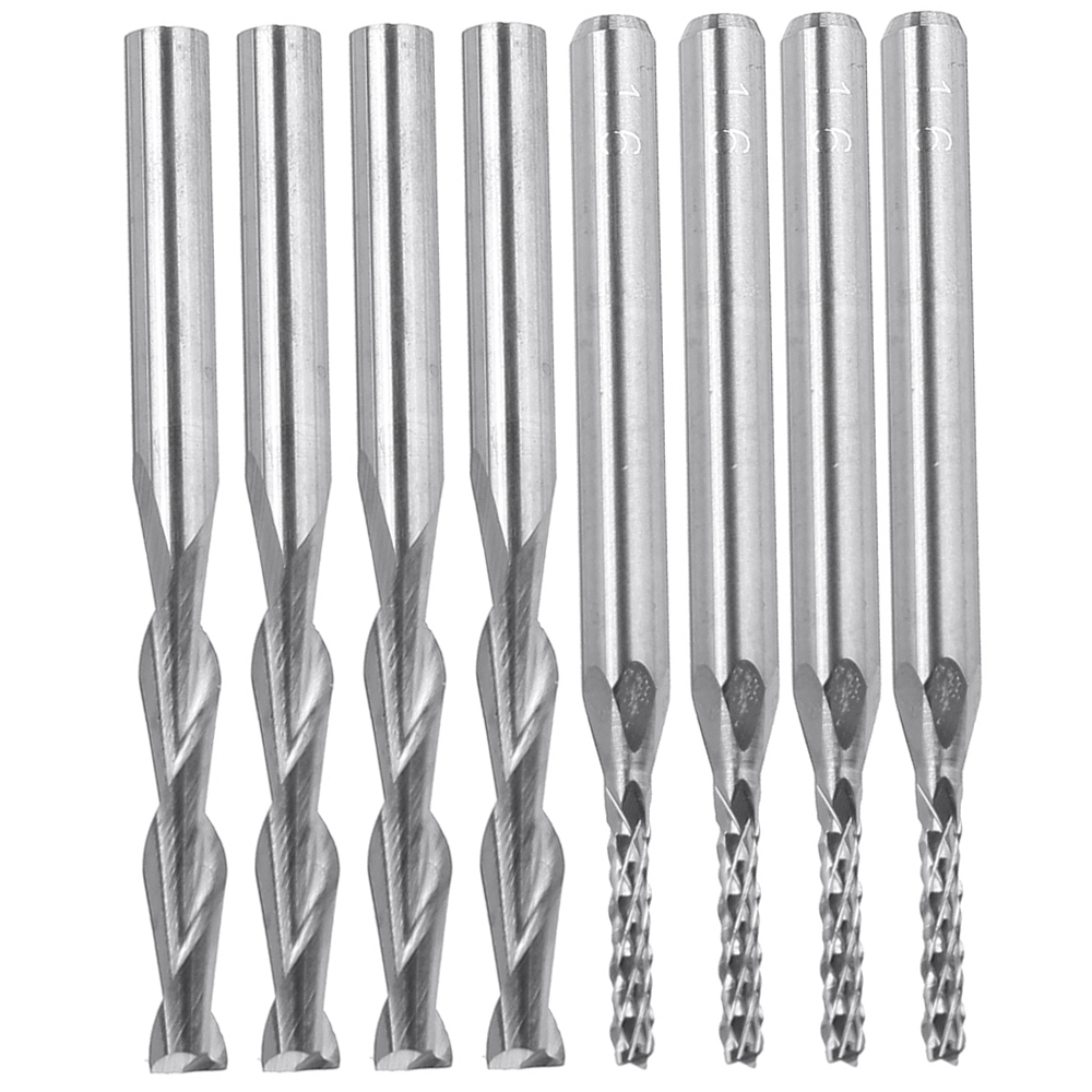 Woodworking Tools Cutting Tools Carbide Tools CNC Router Bits for Carving Machine FLY MEN 10pcs 3.175X17mm Two Flutes End Mill Bits 
