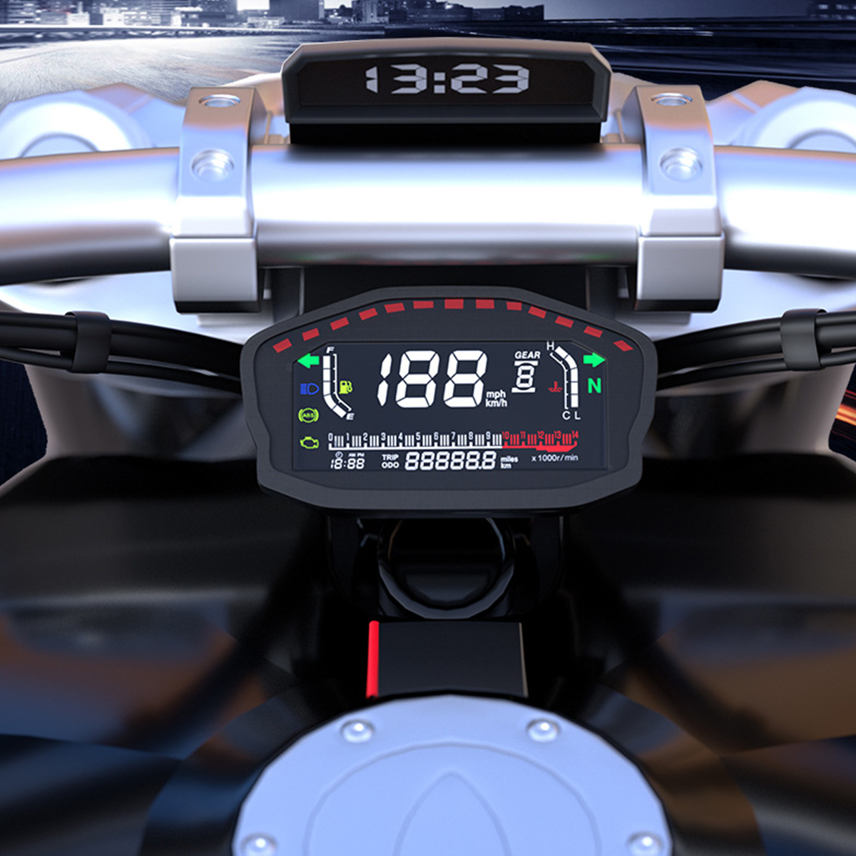 12V LCD Digital Odometer Speedometer Tachometer Motorcycle Cylinder Universal