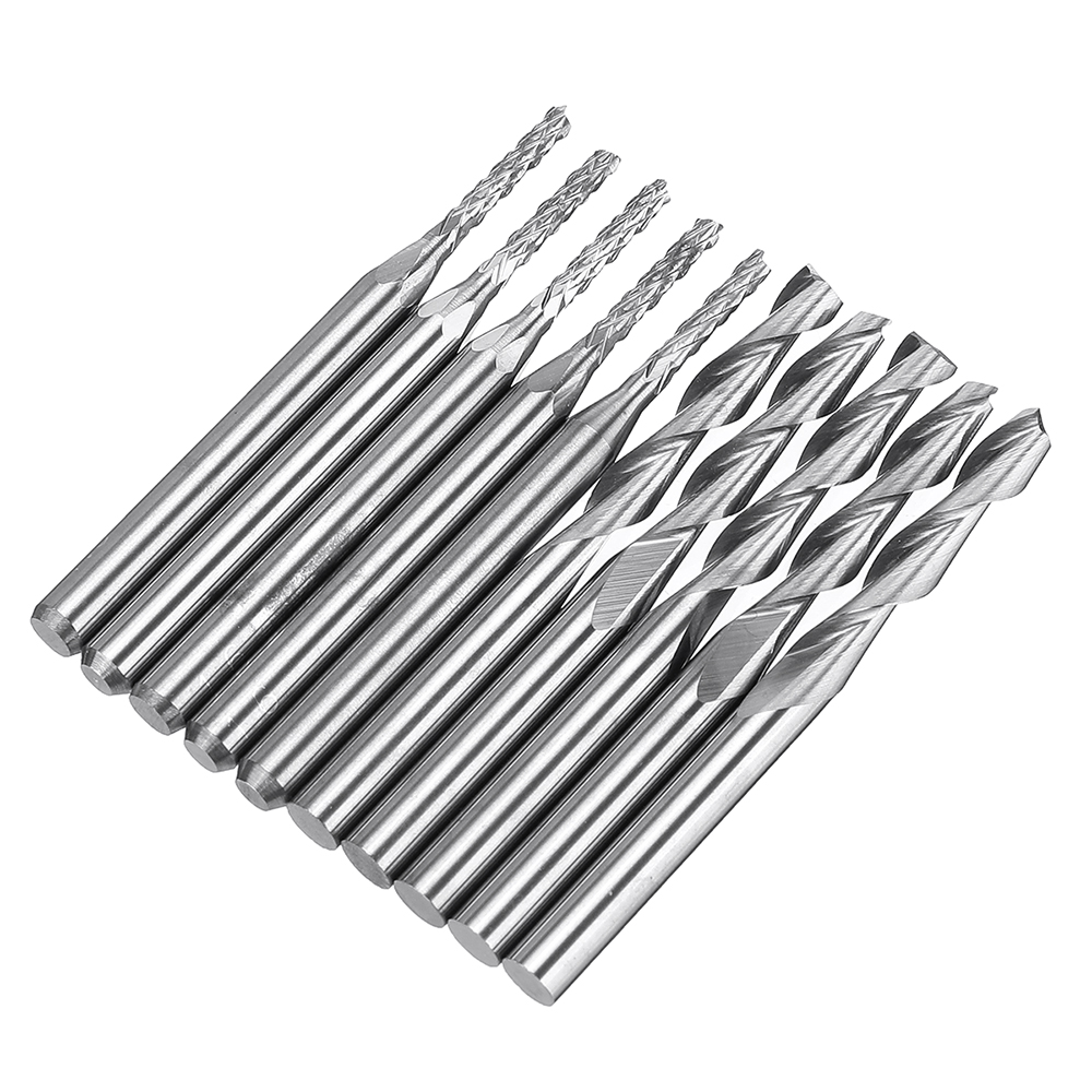 Woodworking Tools Cutting Tools Carbide Tools CNC Router Bits for Carving Machine FLY MEN 10pcs 3.175X17mm Two Flutes End Mill Bits 