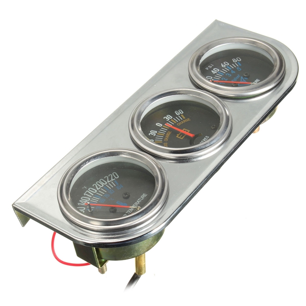 Car Auto Meter Trio Ammeter Water Temp Oil Pressure Gauge Mechanical Sliver
