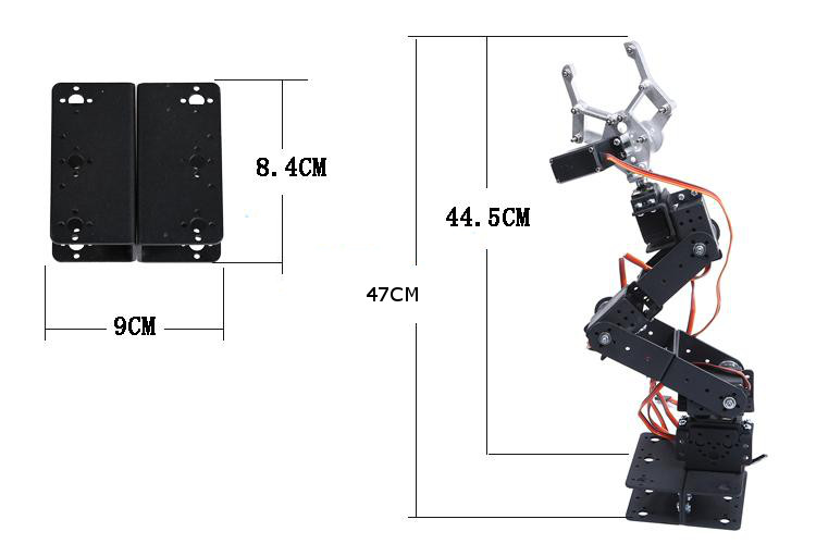 DIY 6 DOF 3D Rotating Mechanical Robot Arm Kit For Smart Car 11
