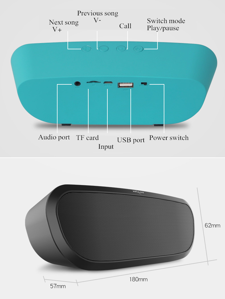 Zealot S9 2400mAh Smart Portable Bass Hands-free TF Card AUX Flash Disk Wireless Bluetooth Speaker