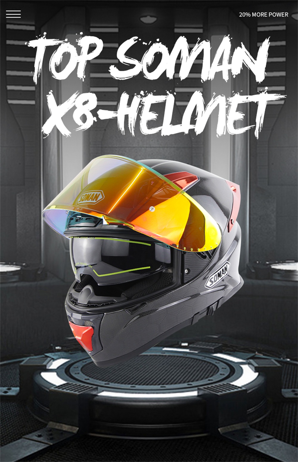 SOMAN Carbon Fiber Motorcycle Full Face Helmet Double Lens Four Seasons  Adult Helmet X8 - UCARSHOP
