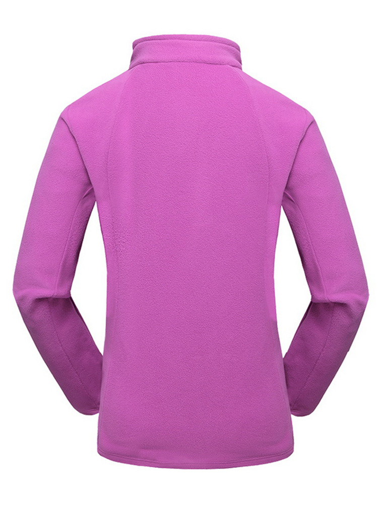Women Purple Long Sleeve Fleece Outdoor Warm Coat