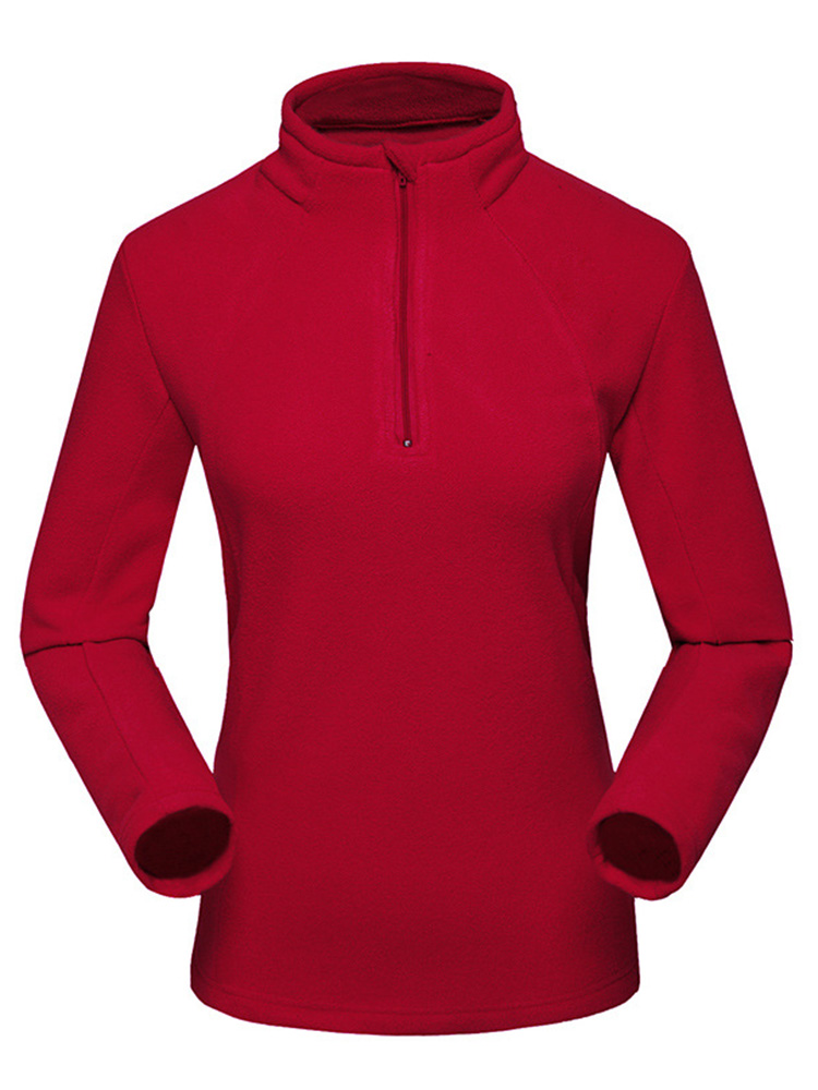 Women Red Turtleneck Fleece Outdoor Warm Coat