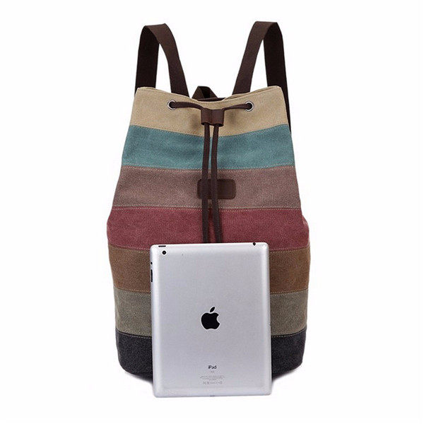 Size Of Stripe Canvas Backpack