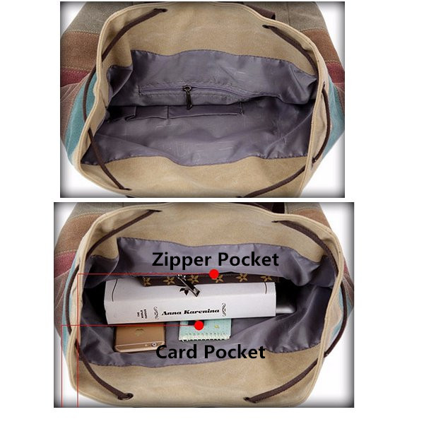 Inner Of Stripe Canvas Backpack