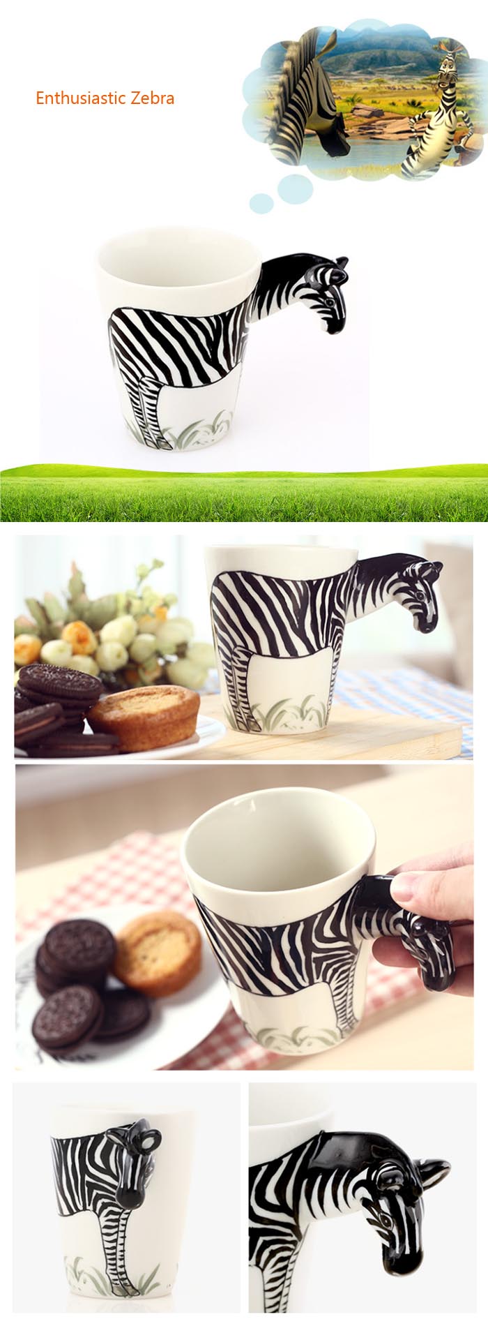 Handmade 3D Animal Shape Coffee Milk Tea Mug Ceramic Water Cup Festival Birthday Gift